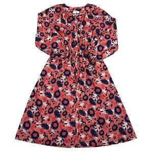 Untuckit Farrah Dress Orange Printed Long Sleeve Button Up Size Small